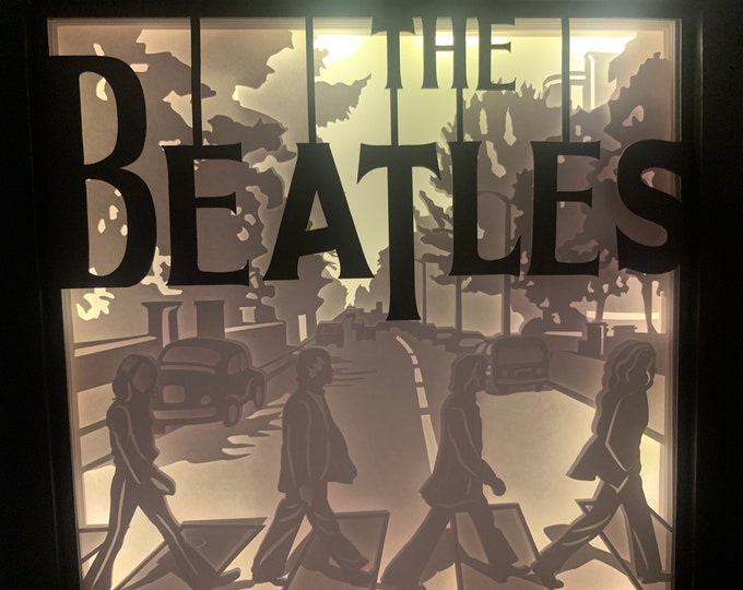 The Beatles band; Abbey Road, Abby Road,, Lightbox lighted shadow box frame , LED lamp, home decor, great gift for husband or friend.