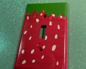 Strawberry Berry Light Switch Cover Plate, Created by Autistic Artist, Support Art in Autism, Spread Awareness, Support Entrepreneurship