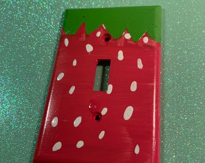 Strawberry Berry Light Switch Cover Plate, Created by Autistic Artist, Support Art in Autism, Spread Awareness, Support Entrepreneurship