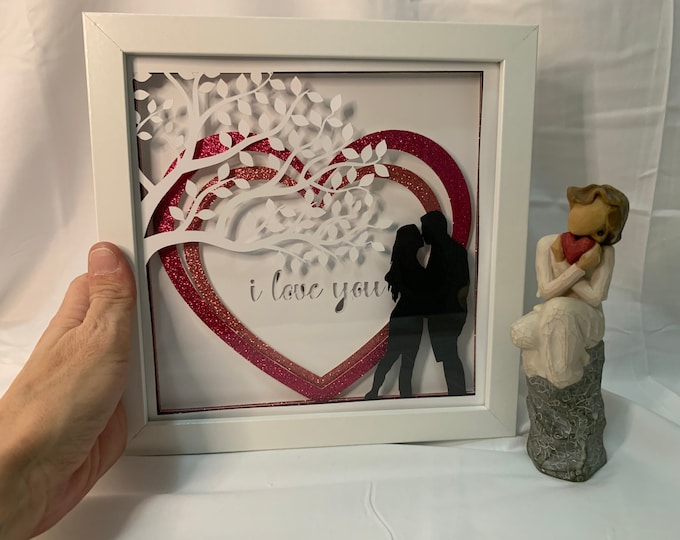 Couple in Love, Valentine’s Day, Decorative Shadow Box, Shadowbox Frame, Unique Valentine gift!!!