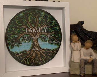 Family, Like Branches on a Tree, Tree of Life, Decorative Shadow Box Shadowbox Frame, Great gift!  Beautifully unique! Home Decor
