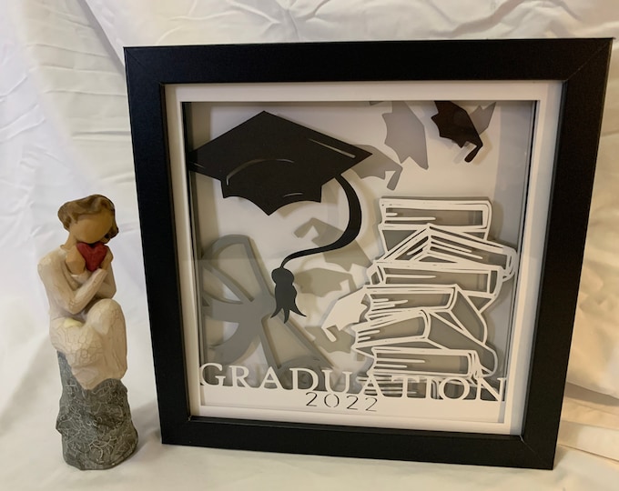 Graduation 2022 lamp, graduation decoration, graduation cap gift, Shadowbox Frame, Gift for Graduate, Room decor,  wall shelf art, led light