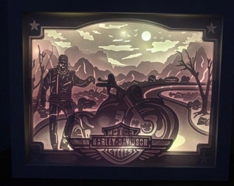 Harley Davidson Light Box: Motorcycle Decor, LED Shelf Sign