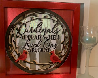 Cardinals Appear When Loved Ones are Near Memorial Memory Box, Decorative Shadow Box Shadowbox Frame, decor. Great gift!  Beautiful & unique