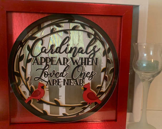 Cardinals Appear When Loved Ones are Near Memorial Memory Box, Decorative Shadow Box Shadowbox Frame, decor. Great gift!  Beautiful & unique