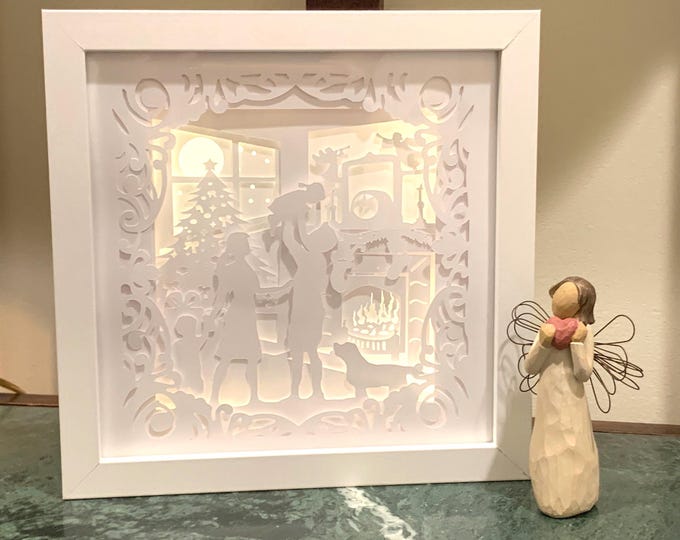 Christmas Family Shadow Box: Handmade LED Holiday Decor