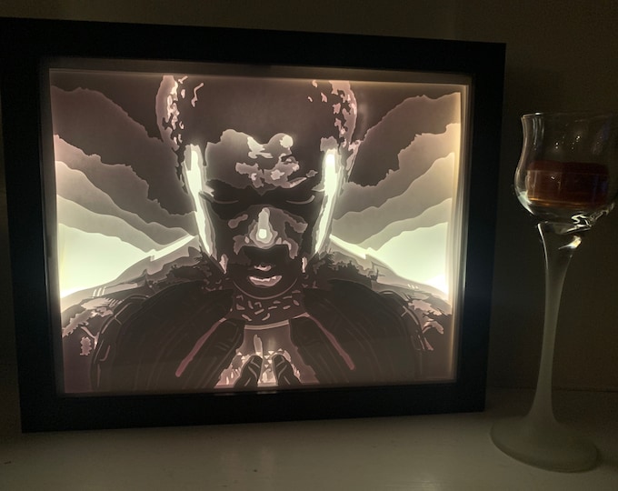 The Black Panther, Wakanda decor, Chadwick Boseman,  Marvel Super Hero, Lightbox lighted shadow box, light lamp, bedroom decor, Great gift