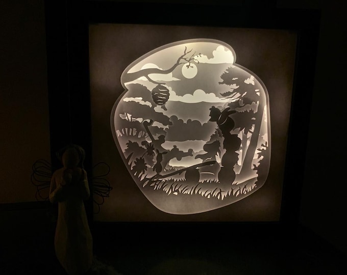 Winnie the Pooh Lightbox: Nursery Decor Shadow Box (8x8)