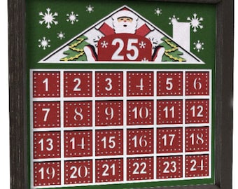 Santa Advent Calendar Shadow Box: Christmas Home Decor