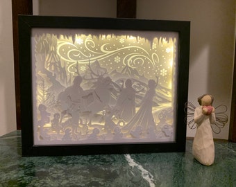 Princess Elsa, Frozen, Anna Olaf, Decorative Shadow Box Shadowbox Frame, Great gift!  Beautifully unique! Bedroom Decor Great for Kids Room