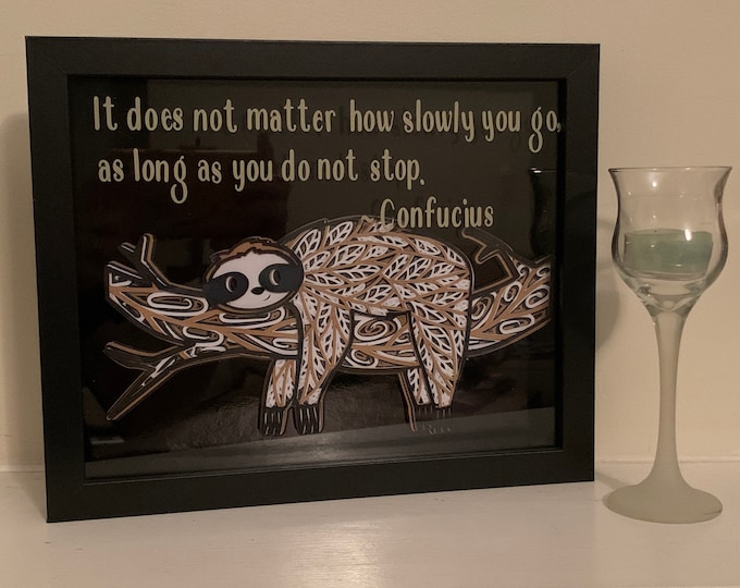 Llama; It doesn’t matter how fast you go, Confucius quote, Decorative Shadow Box Shadowbox Frame, decor. Great gift!  Beautiful & unique