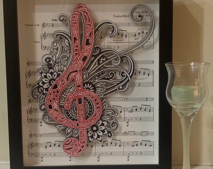 Ave Maria Sheet Music, Musical Note, CUSTOMIZABLE Decorative Shadow Box, Wall Art, Shadowbox Frame, wall or shelf decor. Great unique gift!
