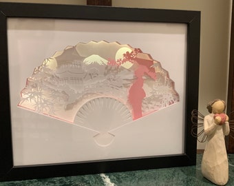 Japanese Geisha Lighted Shadow Box: LED Wall Decor Sign