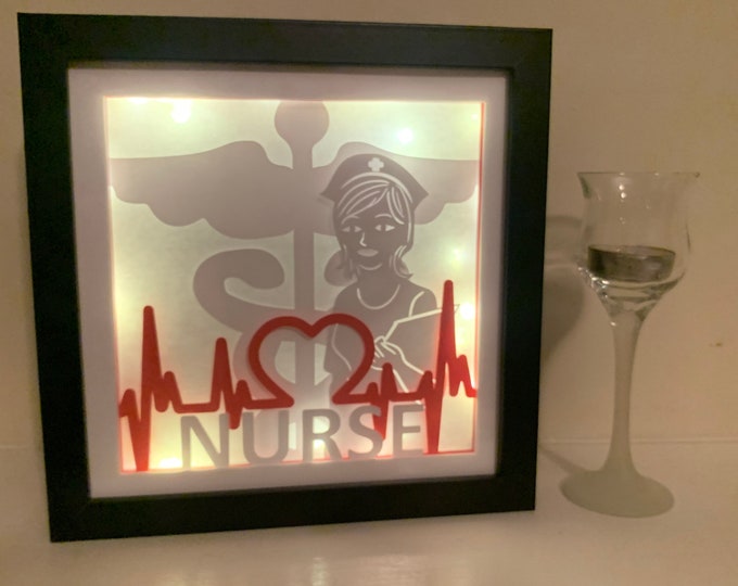 Nurse, Nurse gift, RN gift, nurse lamp, nurse light, nurse sign, Wall sign, Shadow Box Shadowbox Frame, Great gift for a Nurse, gift for RN