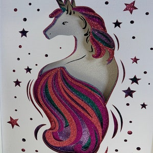 Unicorn room decor, Layered Glitter Unicorn, Girls room decor,  Decorative Shadow Box Shadowbox Frame, Unicorn Birthday gift, wall art
