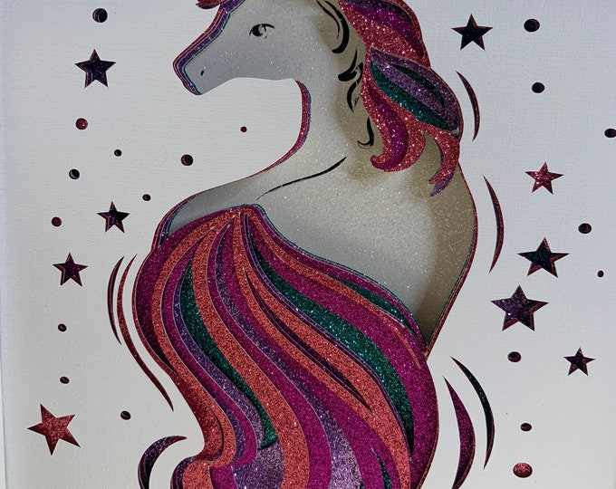 Unicorn room decor, Layered Glitter Unicorn, Girls room decor,  Decorative Shadow Box Shadowbox Frame, Unicorn Birthday gift, wall art