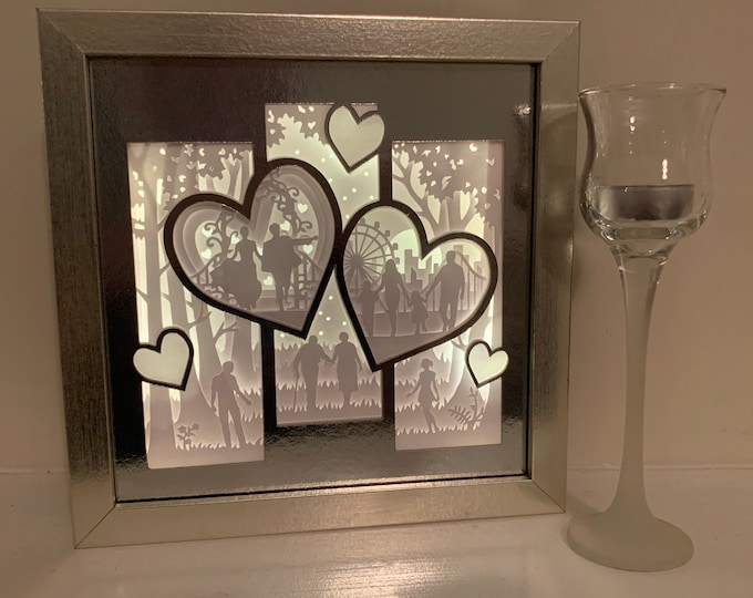 Silver Anniversary gift for husband, couple, wife.  Shadow Box Frame for Couples anniversary present