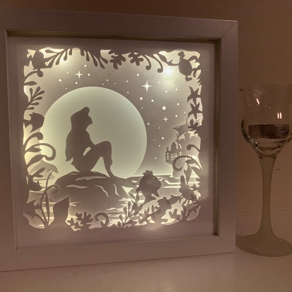The Little Mermaid, Ariel, Beach Life, Decorative Shadow Box Shadowbox Frame, Great gift!  Beautifully unique! Home Decor