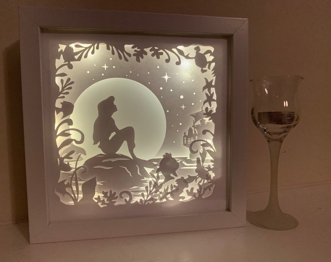The Little Mermaid, Ariel, Beach Life, Decorative Shadow Box Shadowbox Frame, Great gift!  Beautifully unique! Home Decor