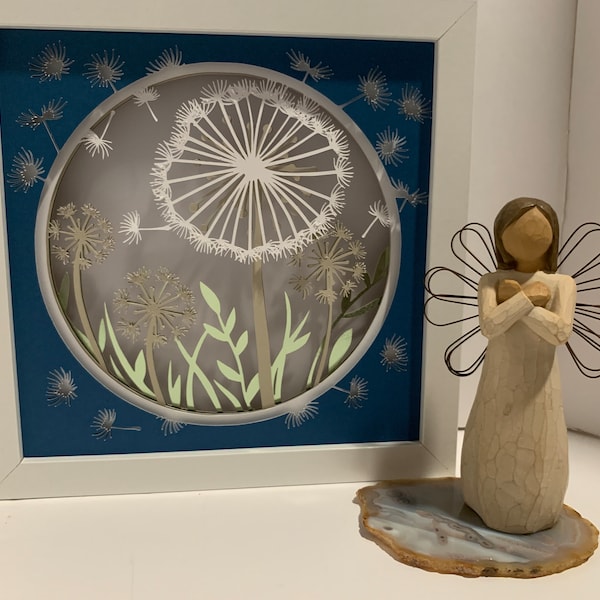 Dandelion Wishes, Beautiful LED light box frame, Lightbox lighted shadow box, home decor, wall art, Great gift for girlfriend or gardener.