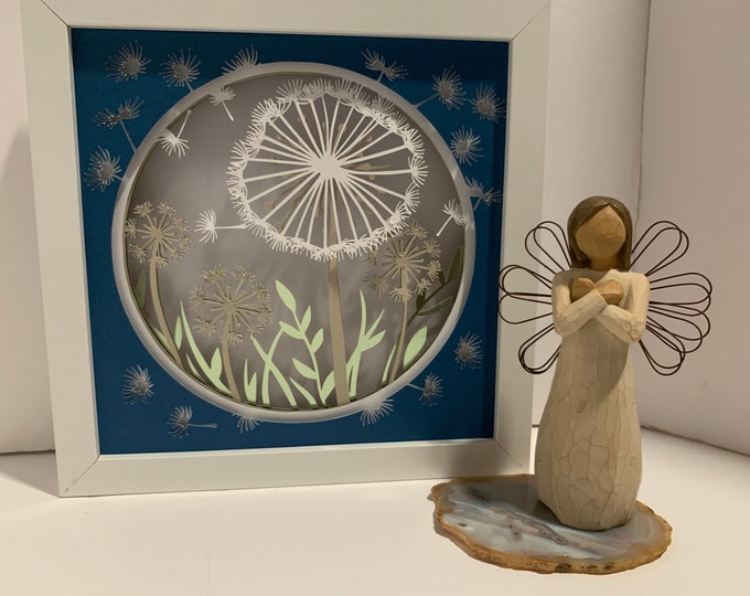 Dandelion Wishes, Beautiful LED light box frame, Lightbox lighted shadow box, home decor, wall art, Great gift for girlfriend or gardener.
