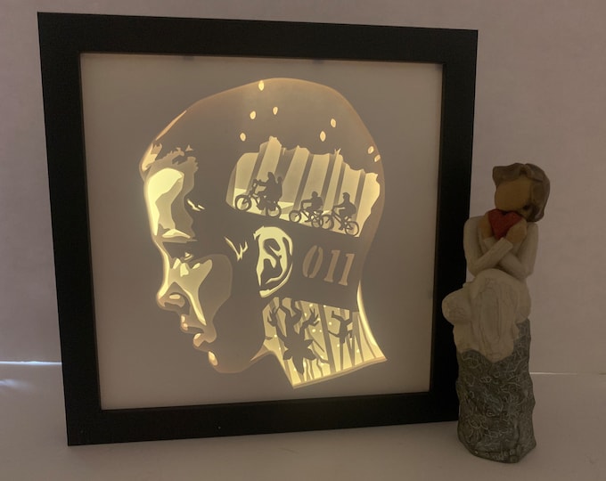 Stranger Things 011 decor, Lightbox shadow box frame , light lamp, bedroom decor, Sci-Fi science fiction, home decor
