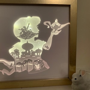 Aladdin, Princess Jasmine, Decorative Shadow Box Shadowbox Frame, Great gift!  Beautifully unique! Home or Bedroom Decor Great for Kids Room