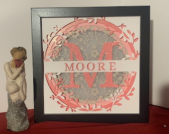 Custom Light, Family or ANY Name, Monogram, LED lighted Shadow Box, Frame for wedding gift, housewarming present, Colors can be customized!