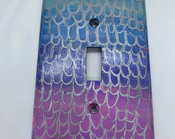 Colorful MERMAID themed Light Switch Cover Plate, Created by Autistic Artist, Support Art in Autism, Awareness and Entrepreneurship