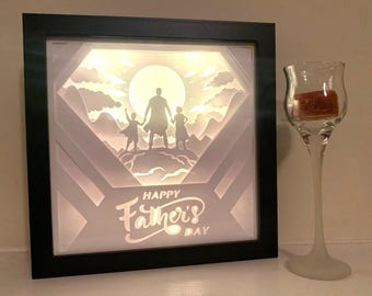 Father’s Day Gift, Father Grandfather, Kids, Decorative Shadow Lightbox light Box Shadowbox Frame, Great gift!  Beautifully unique!