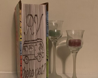 RV There Yet?, RV decor book, Travel Book, Decorative Book Fold, bookfold, Great Gift for traveler, USA map cover, birthday gift