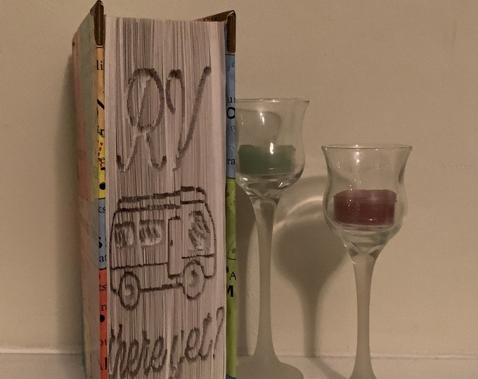 RV There Yet?, RV decor book, Travel Book, Decorative Book Fold, bookfold, Great Gift for traveler, USA map cover, birthday gift