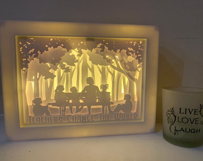 Teachers Change the World”, LED lighted frame, lightbox, shadow box  Great Gift from student, gift for teacher, special education teacher.