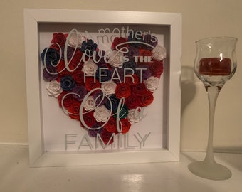 MOM mother Grandma Grandmom flower frame, rolled paper flowers, Christmas Gift for Mom Grandmom , Shadow box, gift for Mom or Grandma