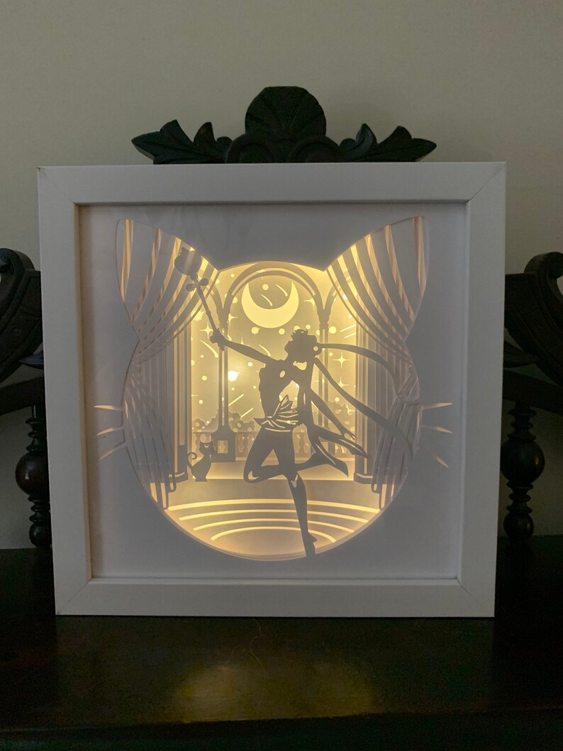 Sailor Moon, Anime Manga Fantasy, Lightbox lighted shadow box frame , light lamp, bedroom decor, great for a fan’s room or game room 