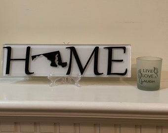 Home State Decorative Name Plate Plaque, CUSTOMIZE with ANY state Unique personalized gift, includes FREE stand, map