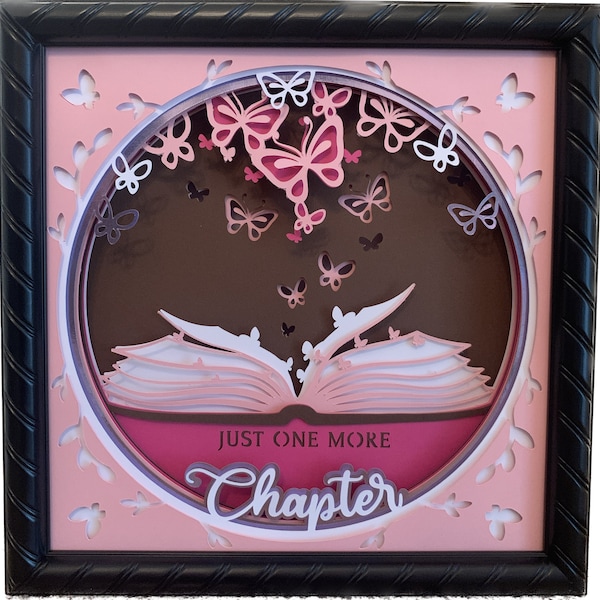 Just One More Chapter, book and butterfly decor, Lightbox lighted shadow box, light lamp, home wall decor, great for book lovers!