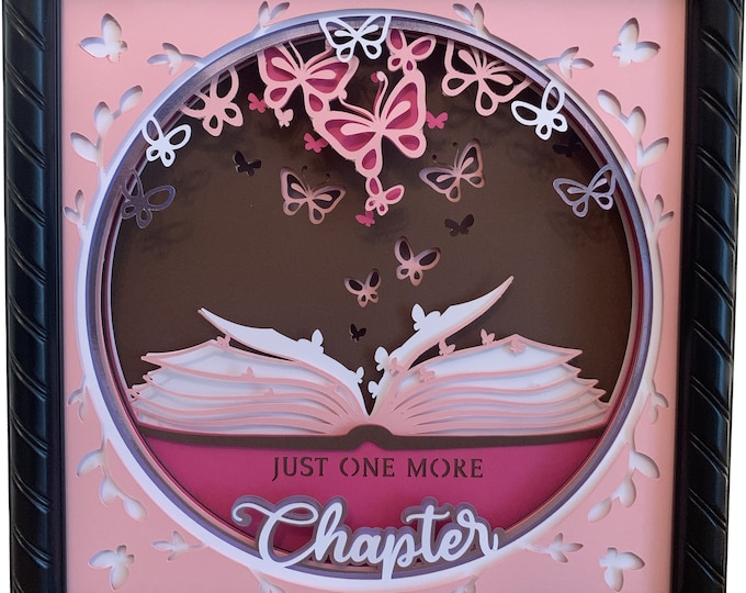 Just One More Chapter, book and butterfly decor, Lightbox lighted shadow box, light lamp, home wall decor, great for book lovers!
