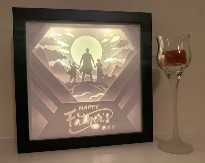 Father’s Day Gift, Father Grandfather, Kids, Decorative Shadow Lightbox light Box Shadowbox Frame, Great gift!  Beautifully unique!