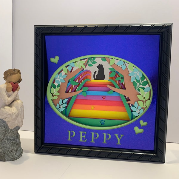 PERSONALIZED Rainbow Bridge, dog or cat, Dog frame, Memory shadow box, wall decor, gift for animal lover, great for a Memorial piece gift