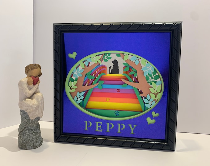 PERSONALIZED Rainbow Bridge, dog or cat, Dog frame, Memory shadow box, wall decor, gift for animal lover, great for a Memorial piece gift