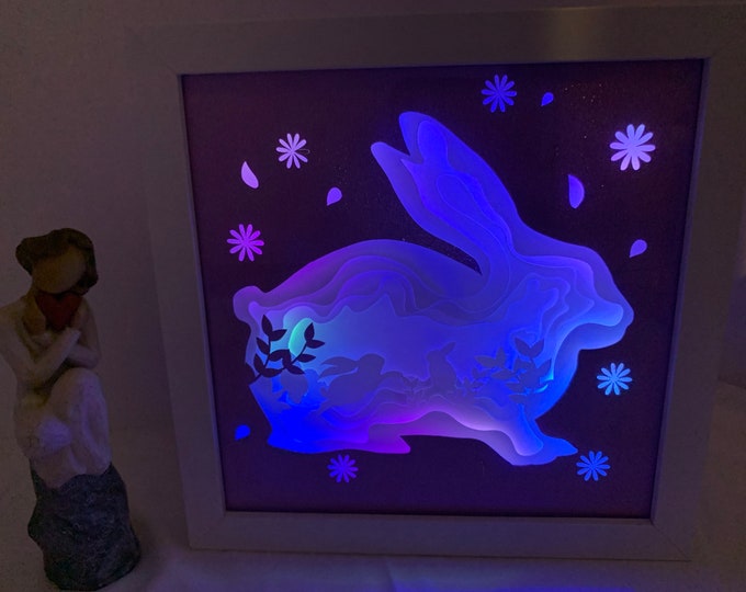 Easter Decor, Easter Rabbit, Easter Bunny, wall Art, light box, lamp, wall sign, unique gift, LED sign, wall sign, Easter Home Decor