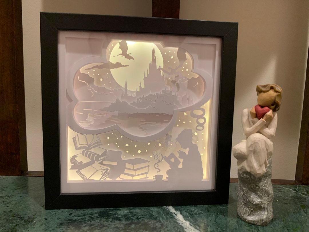 Girl Reading Books, Reading Lamp, Home Decor, Lightbox, LED Lighted