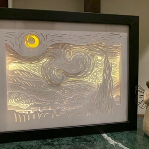 Vincent Van Gough “Starry Night”, Artist, light box, lamp, wall sign, gift for art lovers, led sign, wall sign