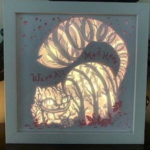 Cheshire Cat Shadow Box: Alice in Wonderland LED Light Frame