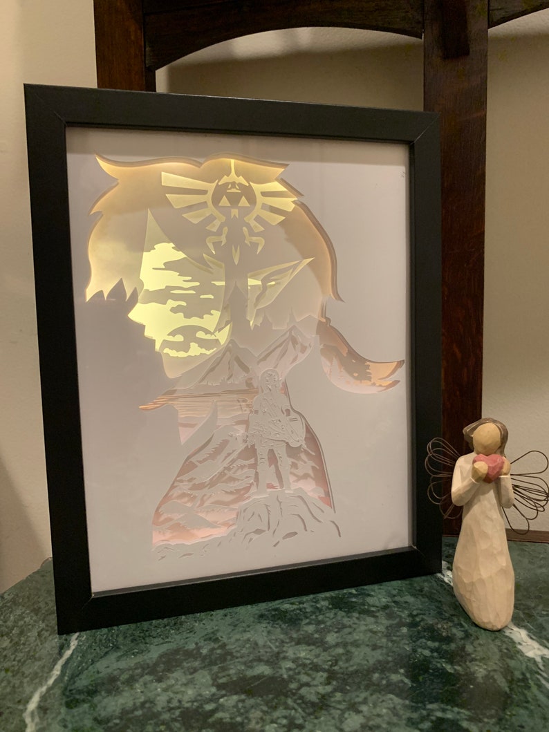 Legend of Zelda, Zelda room decor decor, Lightbox lighted shadow box frame , light lamp, Game room decor, great gift for gamer or boyfriend image 1