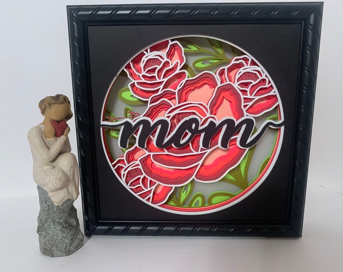 Mom frame, Mother Light lighted Shadow Box, Shadowbox Frame, Beautiful decor, unique gift for Mom Grandmom Sister Friend Daughter