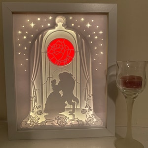 Beauty and the Beast, Princess Belle, Princess decor, Lightbox lighted shadow box frame , light LED lamp, bedroom decor, great for nursery