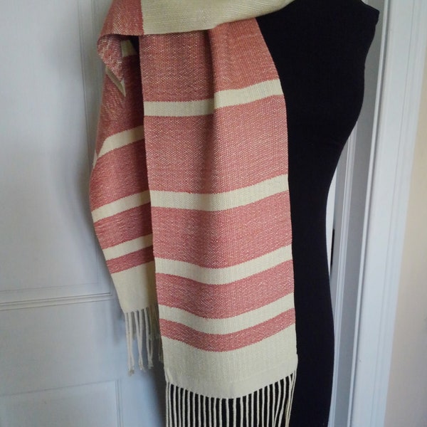 Handwoven Silk/Tencel Scarf - Terracotta and Natural