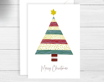 Merry Christmas Card, Christmas Tree ,Xmas Card, Personalised Christmas card,Happy Christmas, greeting card, Noel, cute Christmas card